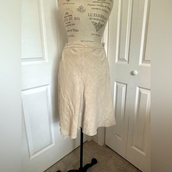 Banana Republic Beige Linen A line Flare Skirt Size 6 - Picture 1 of 3